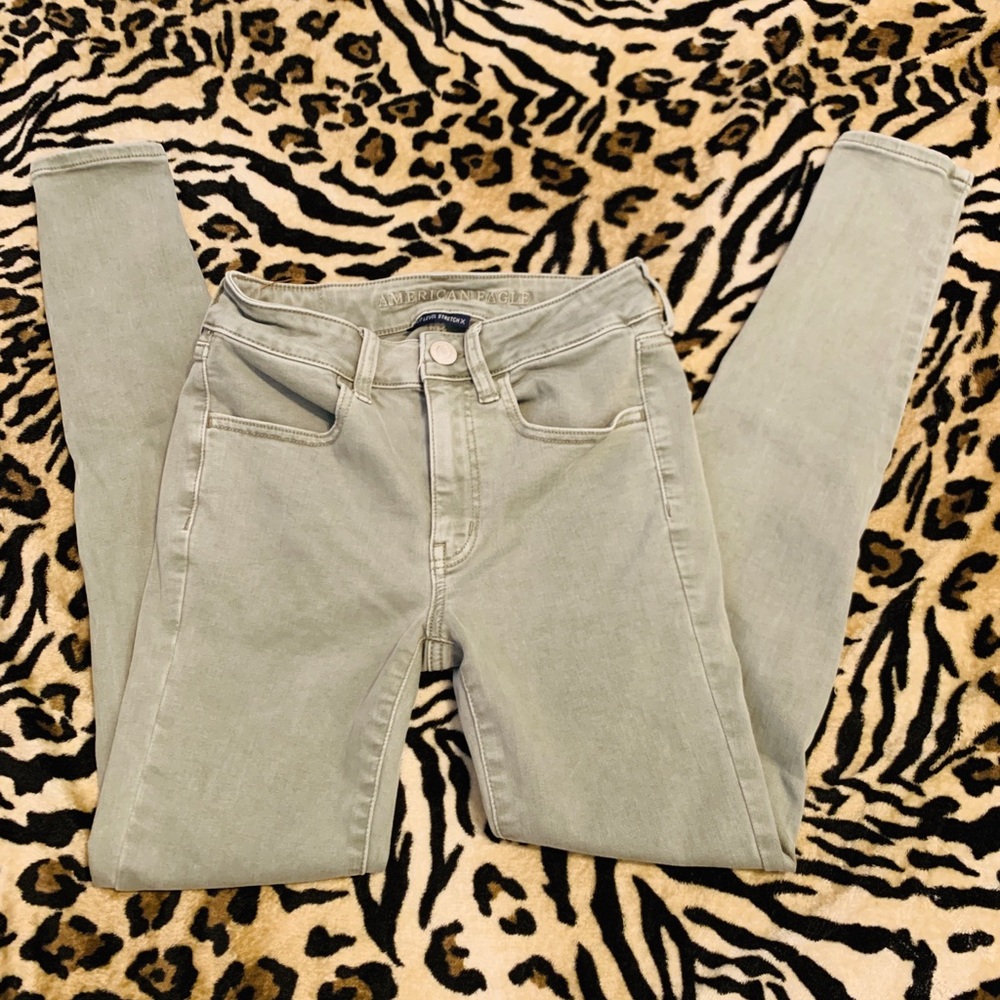 Olive Green American Eagle Hi Rise Jeggings